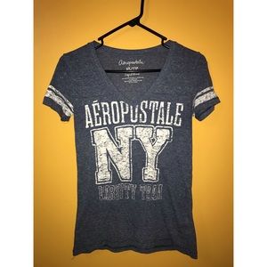 Aeropostale cotton light blue V neck t shirt